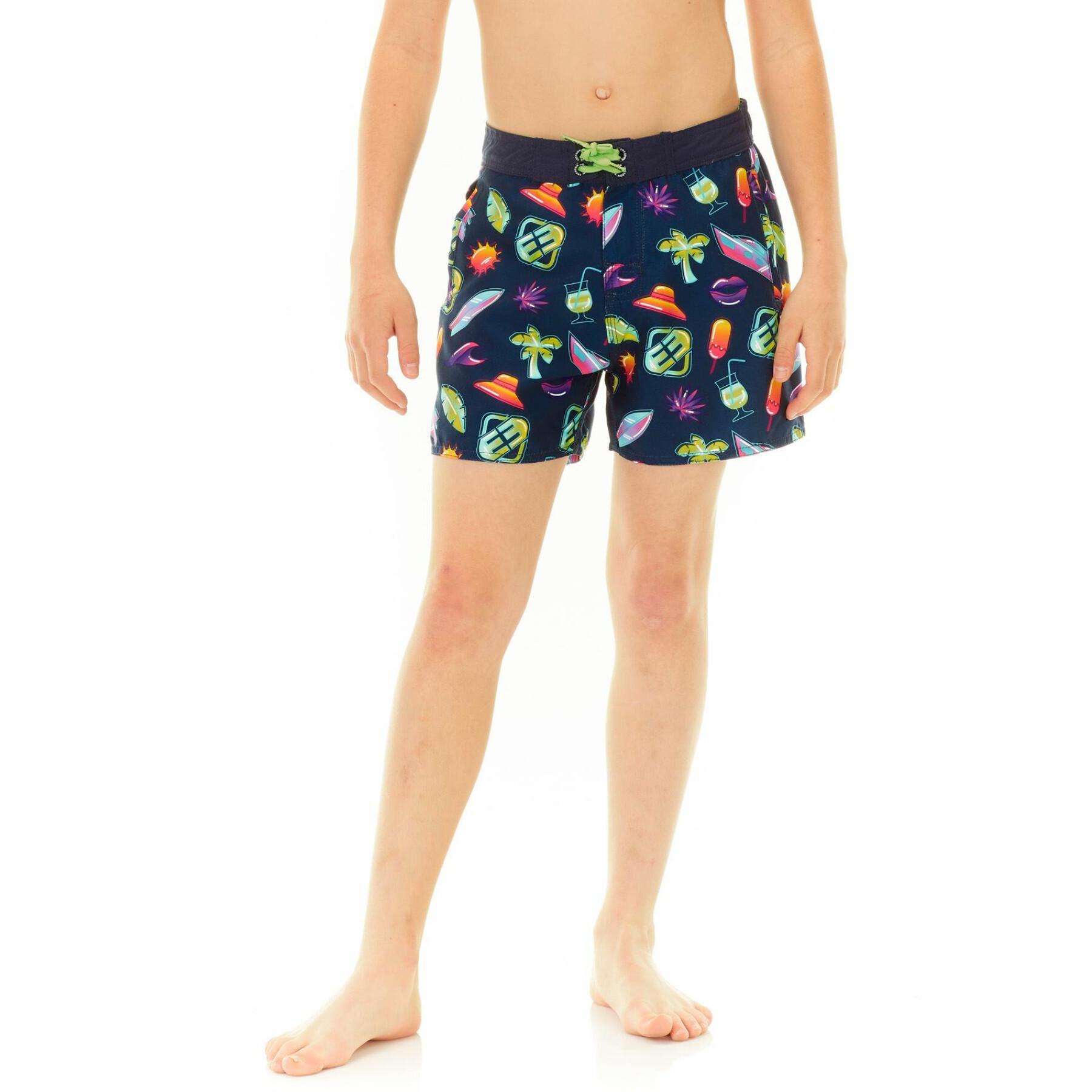 Korte zwemshorts met een halflange tailleband voor kinderen Freegun Summer