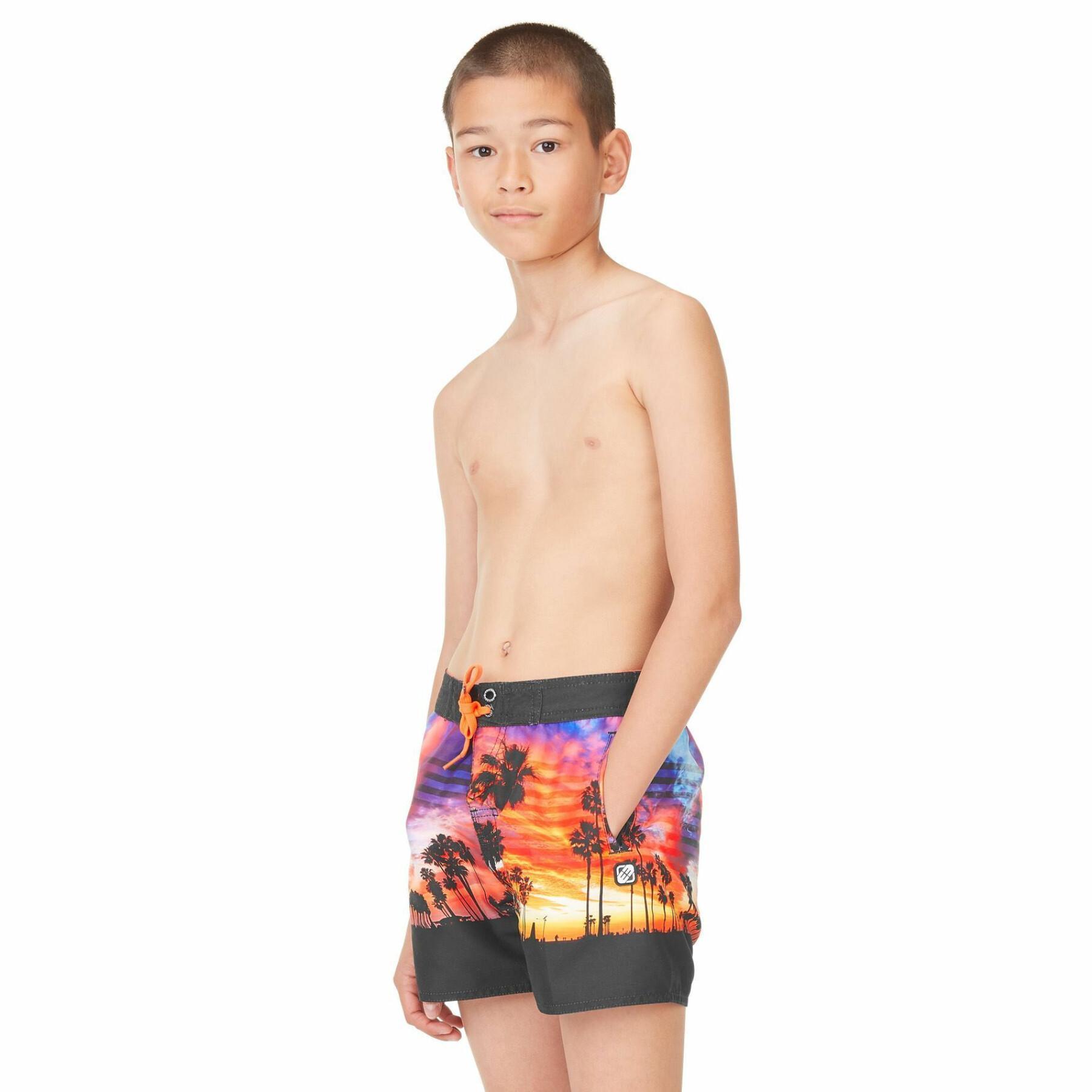 Korte zwemshorts met een halflange tailleband voor kinderen Freegun California