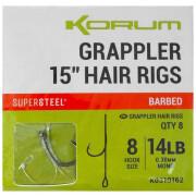 Vleesetende haak Korum Grappler Hair Rigs 15 Barbed 8 x5